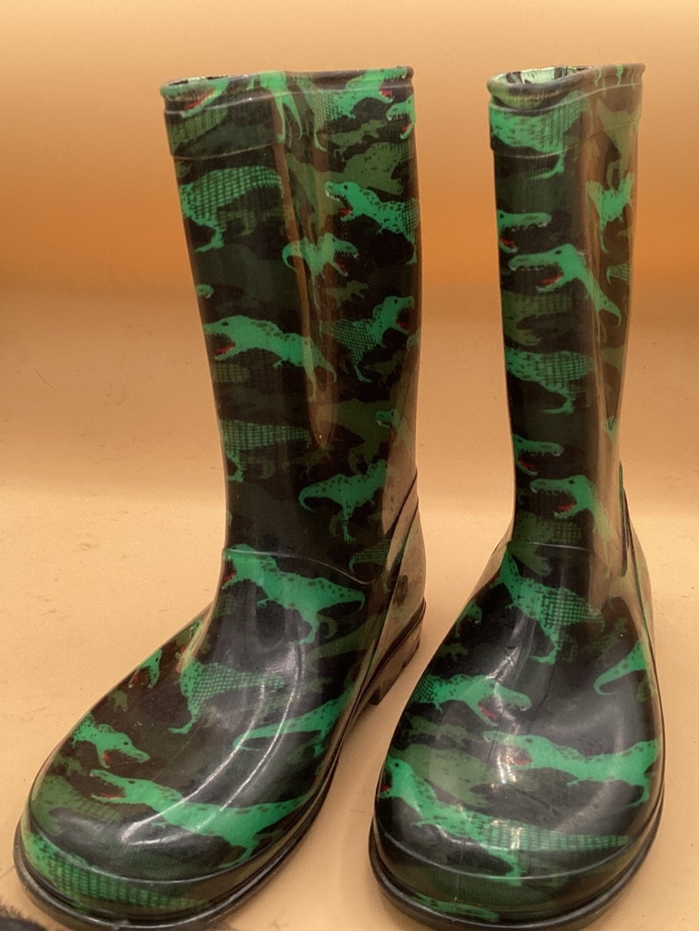 Kids Rainboots Green Dinosaur Size 4/5